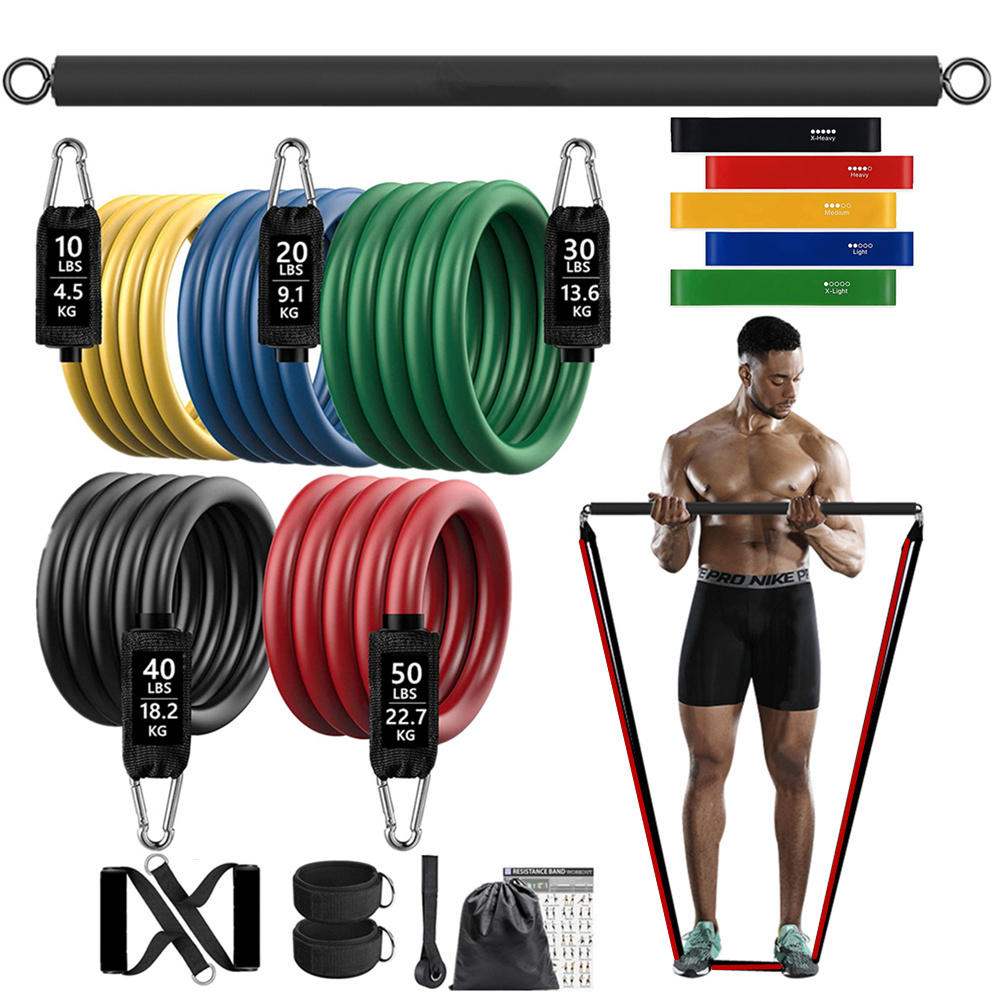 Sports Equipment Supplies - 150ポンド フィットネス戦利品抵抗弾性バンドワークアウト トレーニング用 ホームエクササイズ スポーツジム ダンベルハーネスセット