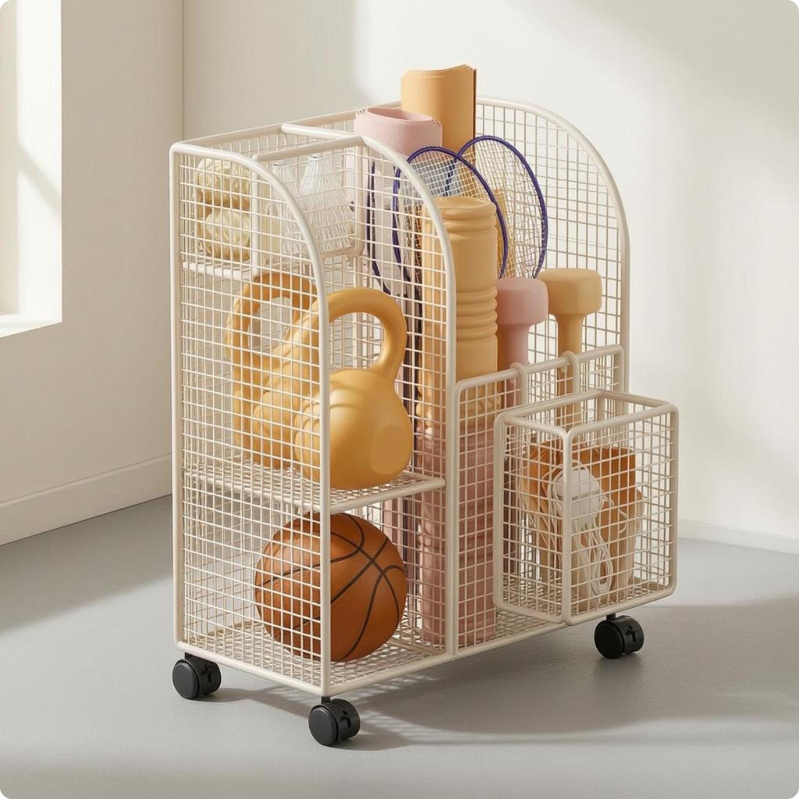 多段式金属製ワイヤー収納カート（スポーツ用品やヨガマット用、 - Sports Equipment For Home のレビューと価格
