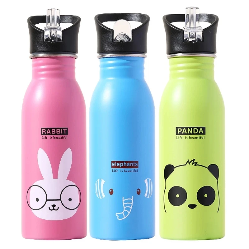 500ML ステンレス鋼製ウォーターボトル ストロー付き か - Sports Equipment 5 Years Old のレビューと価格