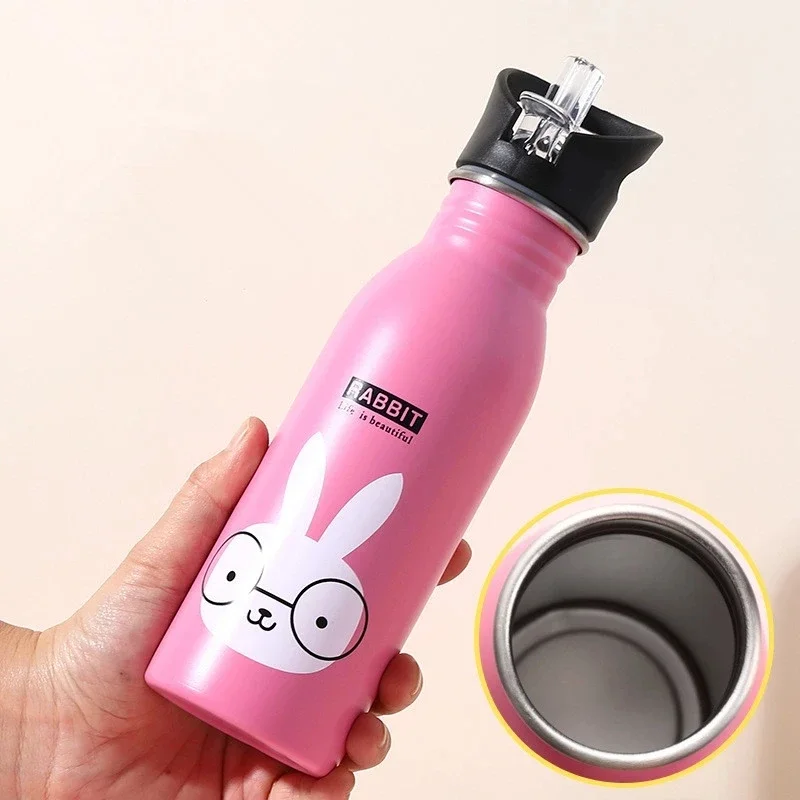 500ML ステンレス鋼製ウォーターボトル ストロー付き か - Sports Equipment 5 Years Old のレビューと価格