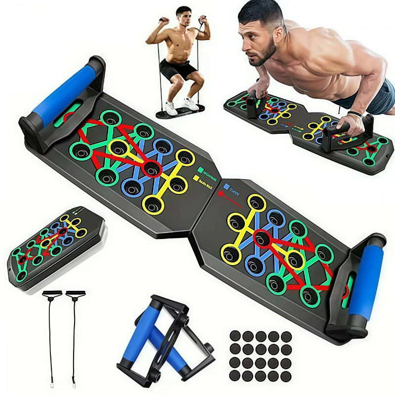 抵抗バンド付き折りたたみ式プッシュアップボード、多機能プッシ - Sports Equipment List のレビューと価格